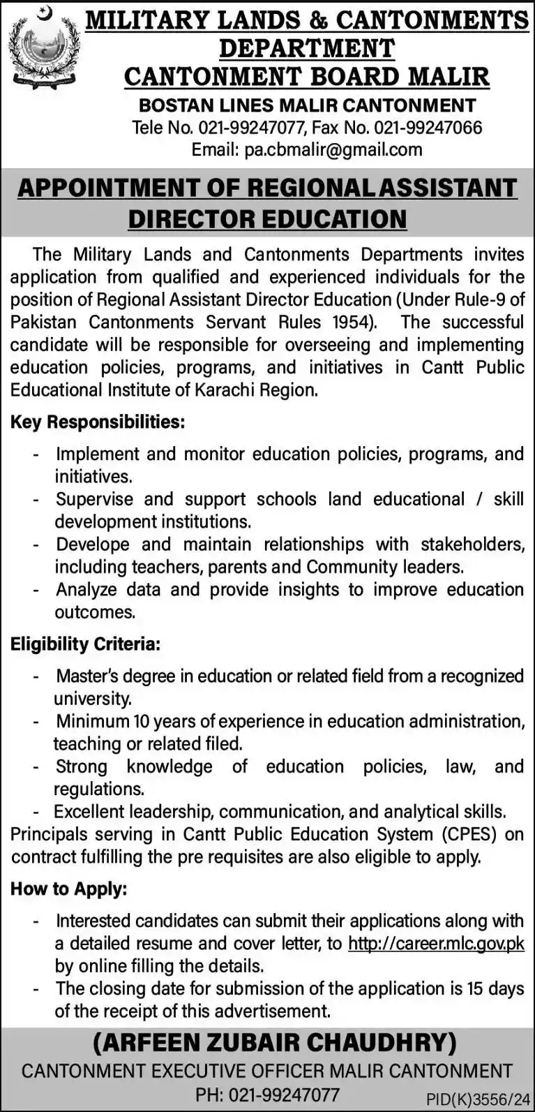 Military Lands And Cantonment Department MLC Jobs 2025