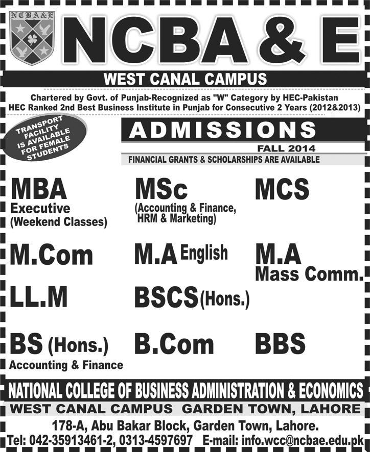 NCBA&E Lahore LLB LLM Admission 2024 Entry Test Preparations Online