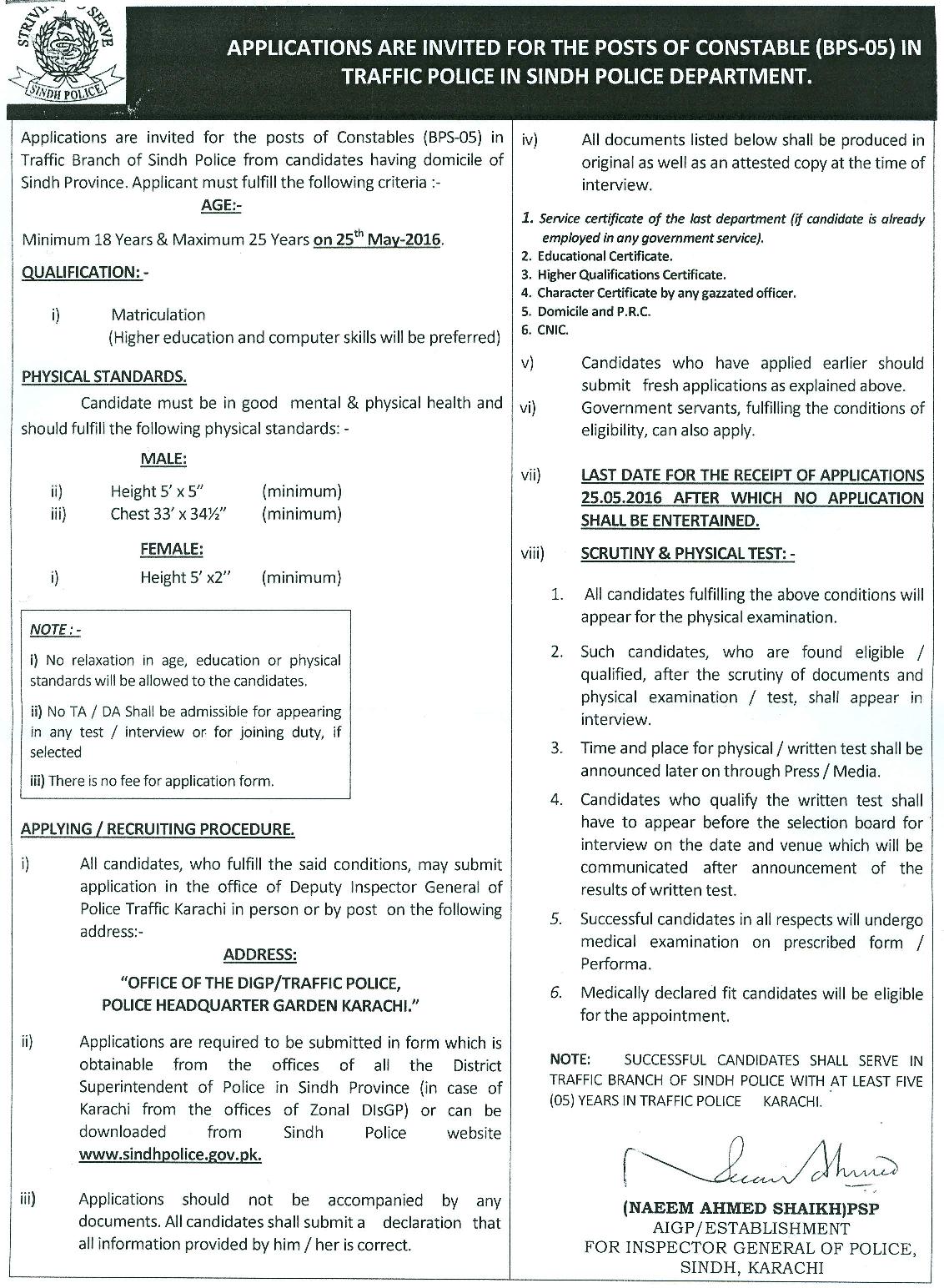Sindh Traffic Police Male Female Constables jobs 2023