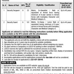 Lahore LESCO Security Staff / Guards Jobs 2024 NTS Test Preparation Online Application Form Submission Last Date