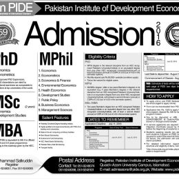 Pakistan Institute of Development Economics PIDE Islamabad Admission  2023 Form Online Registration Entry Test Dates