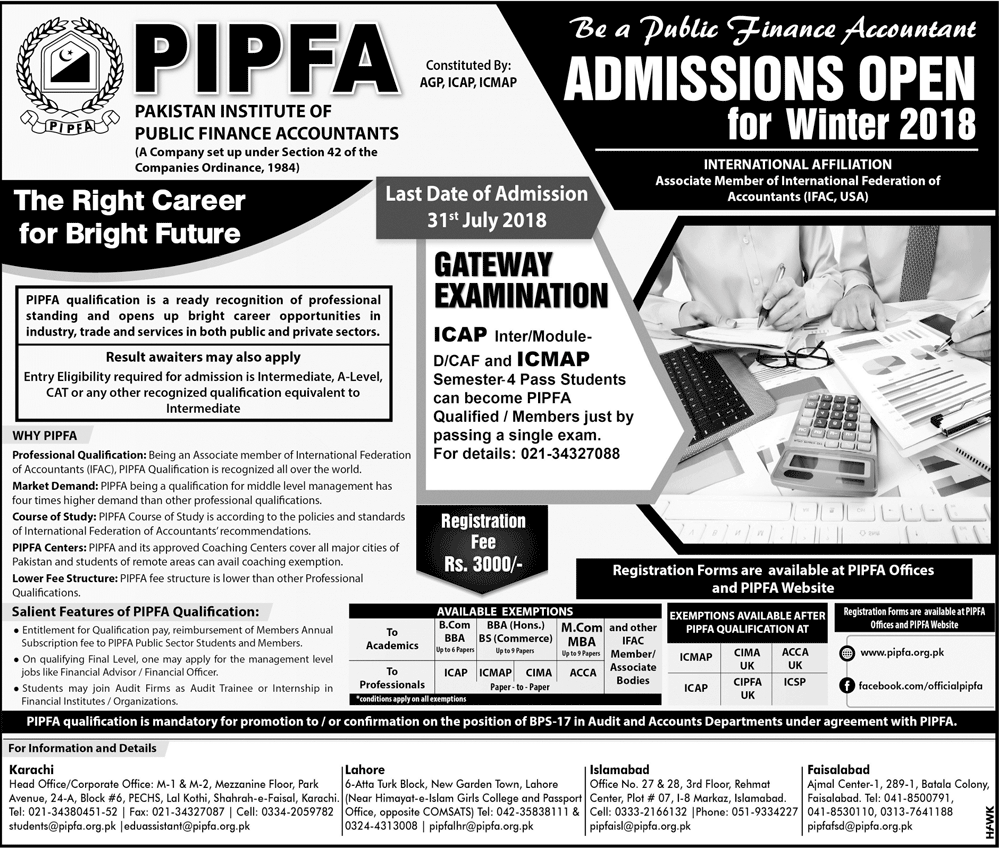 PIPFA Admission 2023