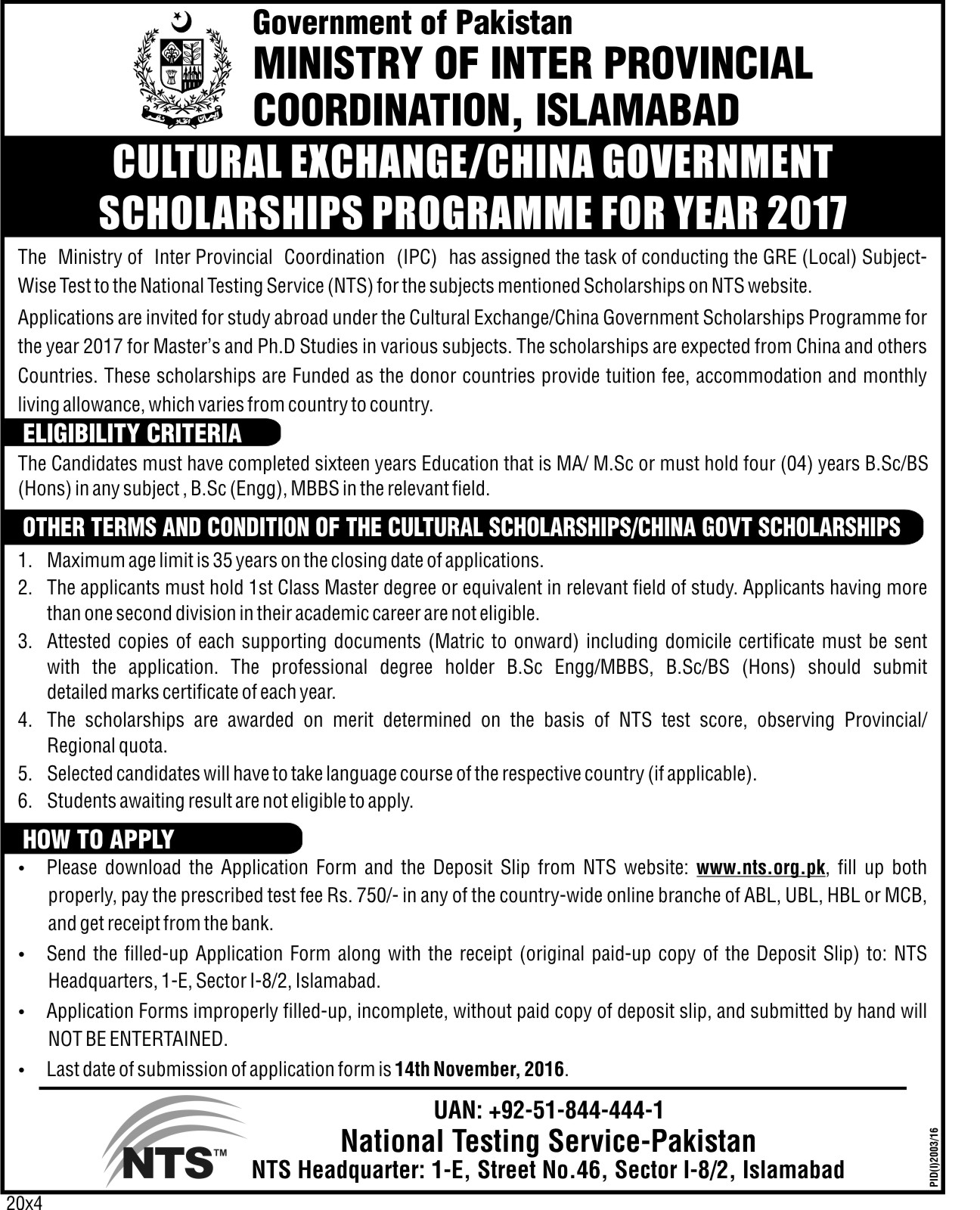 Cultural Exchange China Government Scholarships Programme 2024 Form Registration Last Date