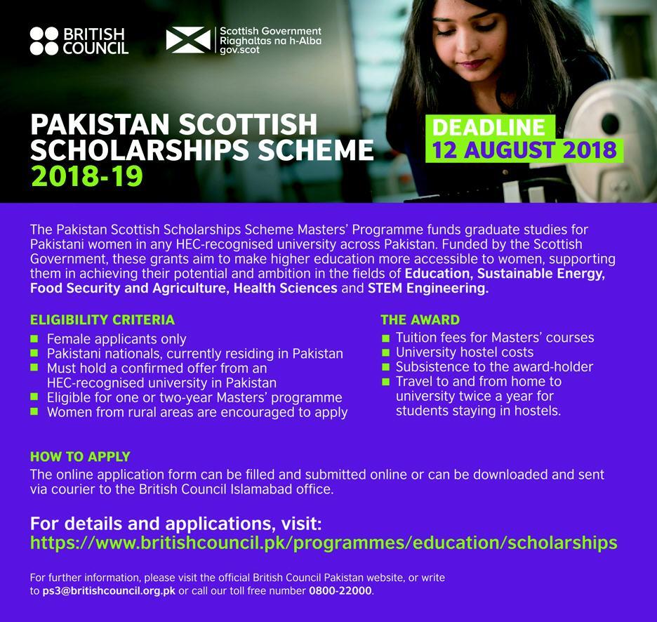 Pakistan Scottish Scholarships Scheme 2024 Online Application Form Download Eligibility Criteria