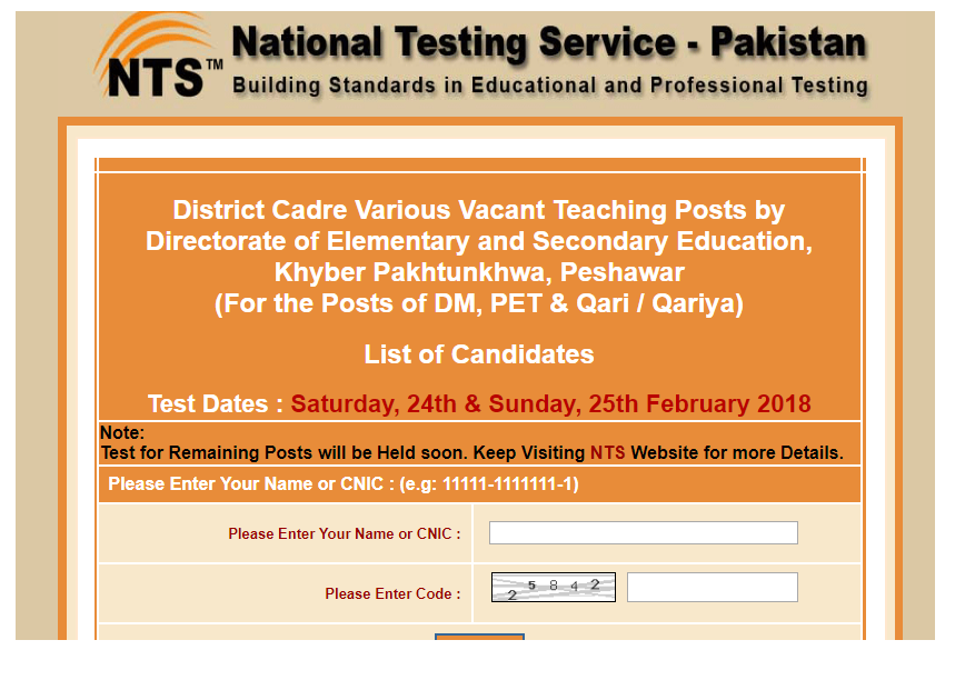 District Education Department Chitral NTS Jobs Result
