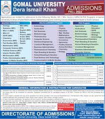 Gomal University Admission 2024 For MBA MS/M.Phil Ph.D Apply Online