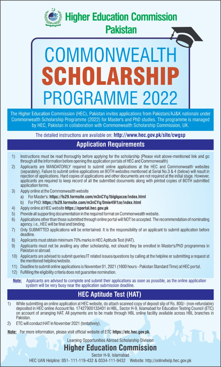 HEC Scholarships 2024 for Postgraduate MS MPhil Students