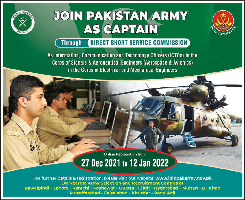 Join Pakistan Army as ICTO Captain Through DSSC 2024 Online Registration