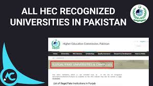 HEC Recognized Universities Admissions