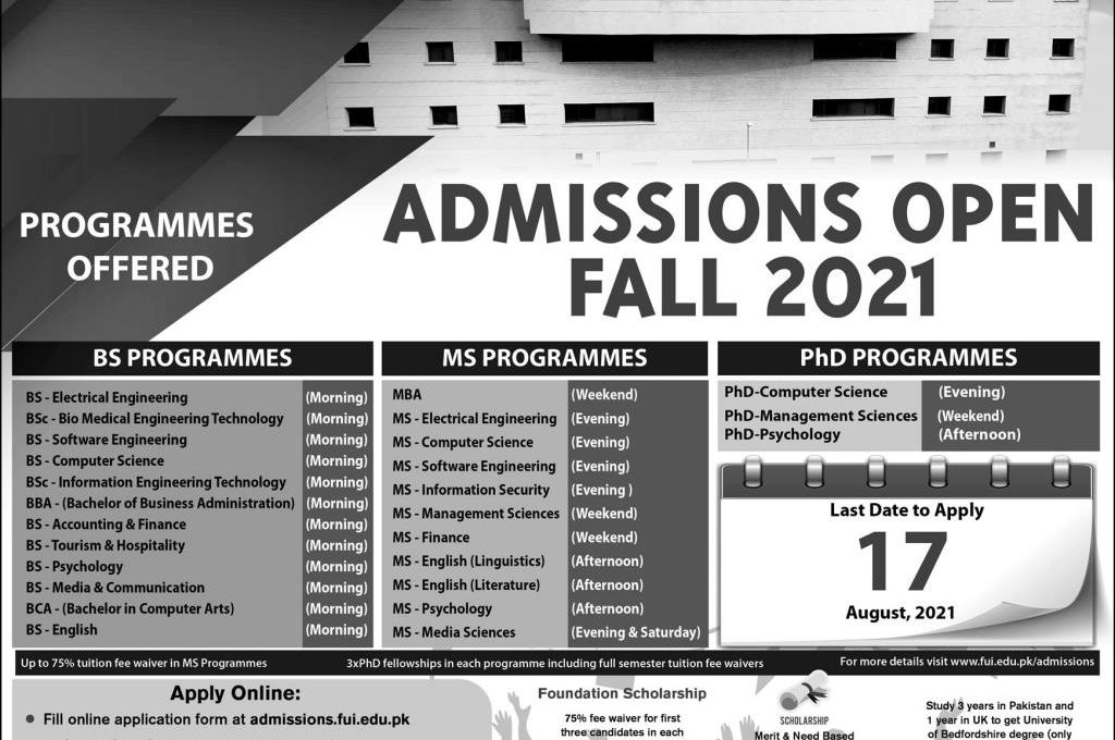 Foundation University Islamabad Admission 2025 Application Form Last Date