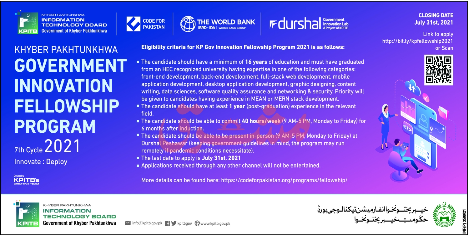 KPK Gov Innovation Fellowship 2023 Apply Online Eligibility Criteria