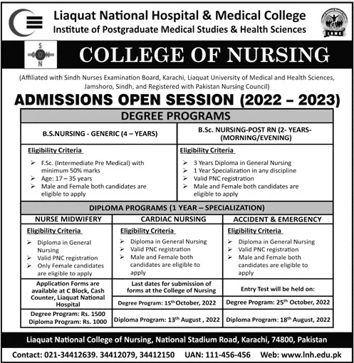 Liaquat National Medical College Admissions
