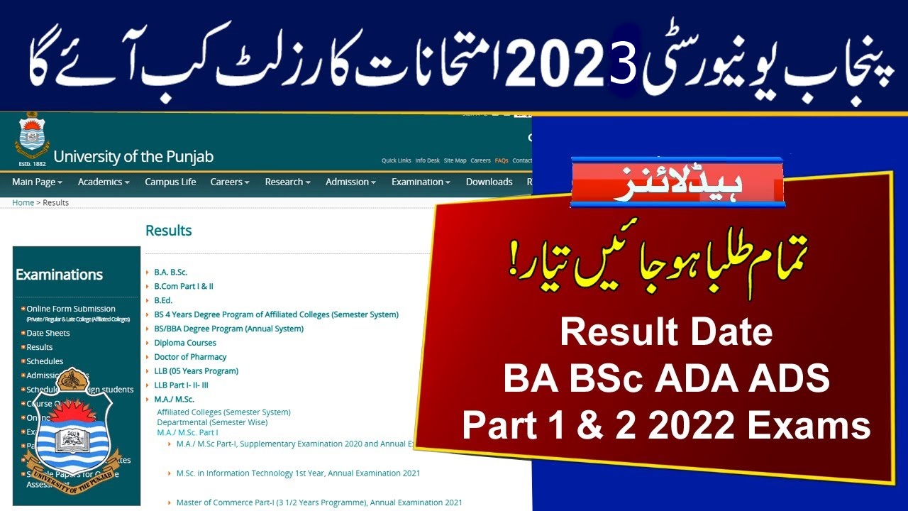 Punjab University BA, BSc Result 2024