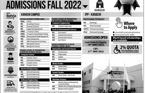 Bahria University Karachi Admission 2023 Last Date Fee Structure