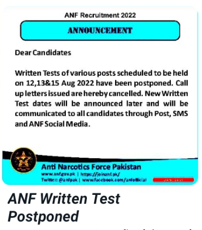 ANF Written Test Postponed