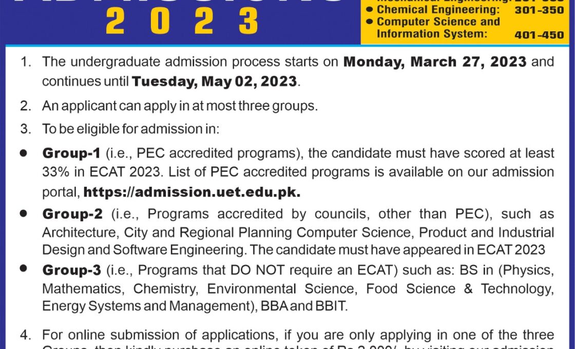 UET ECAT Test Date Sheet 2024 Online Registration