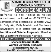 SBBWU Peshawar Admission 2023 Apply Online 
