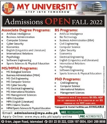 Muslim Youth University Islamabad Admissions 
