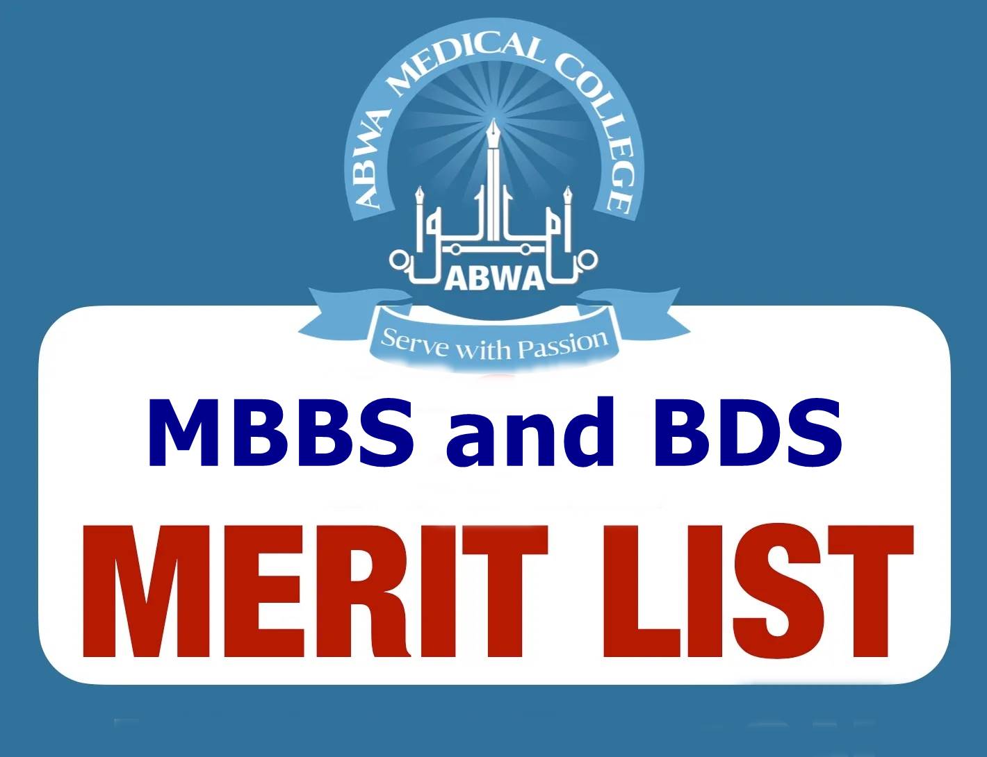 ABWA Medical College Merit List 2023 1st 2nd 3rd MBBS BDS