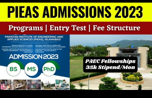 PIEAS Admission 2023 BS MS/M.Phil PhD Apply Online