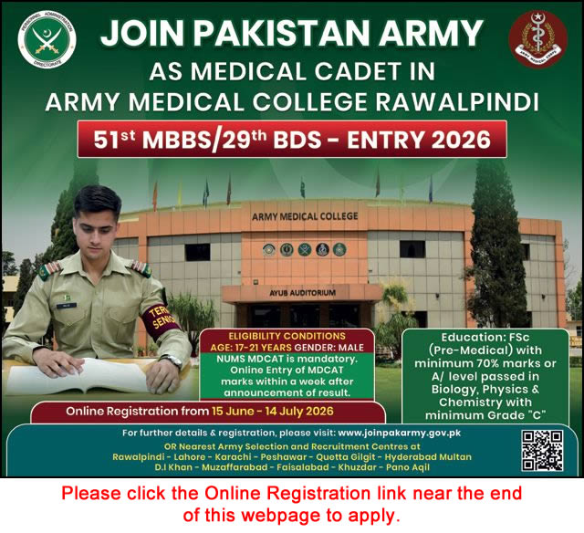 Join Pak Army as Medical Cadet 2026 Apply Online Last Date 1 Ad The Nation Job 20260614 005
