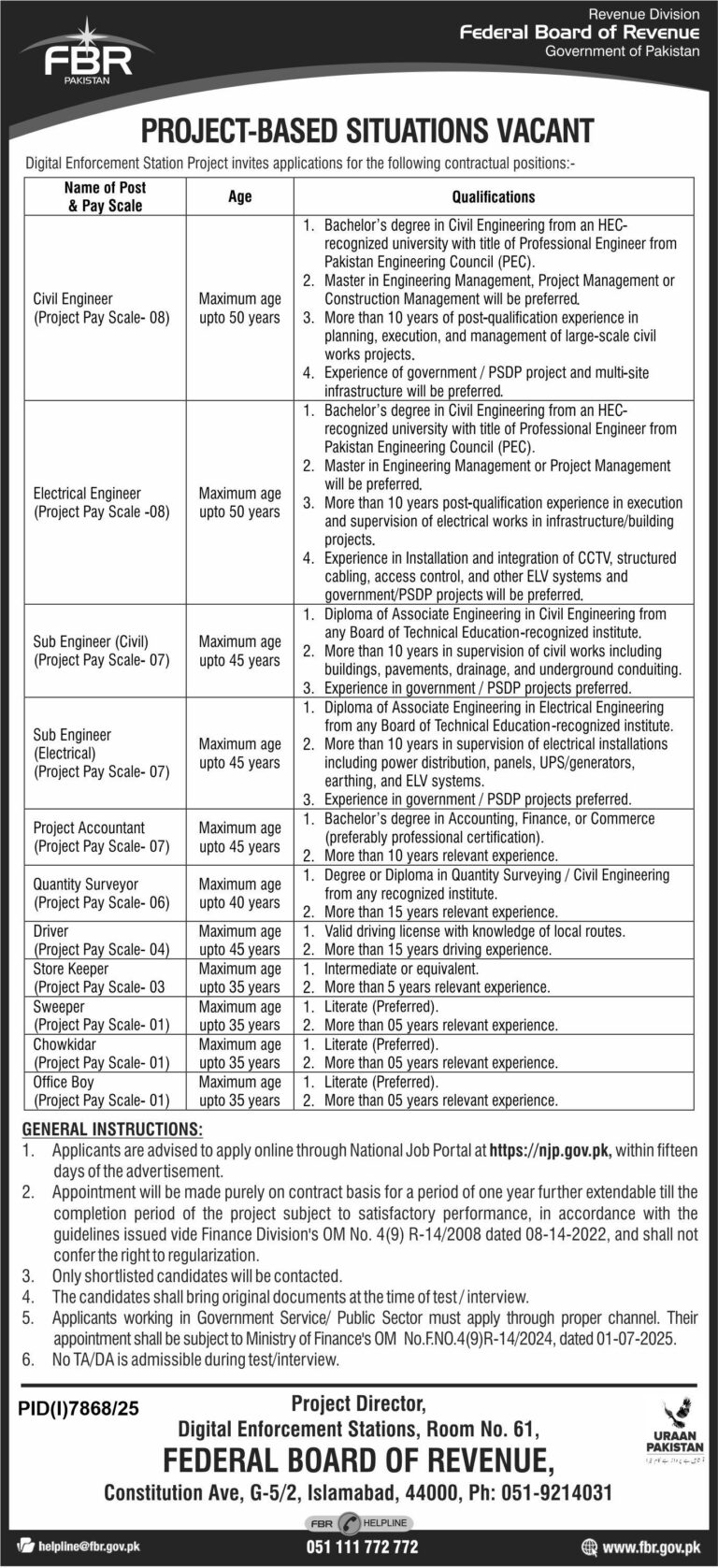 FBR Jobs 2026 Online Apply Last Date Advetisement 1 FBR JOBS 768x1677 1