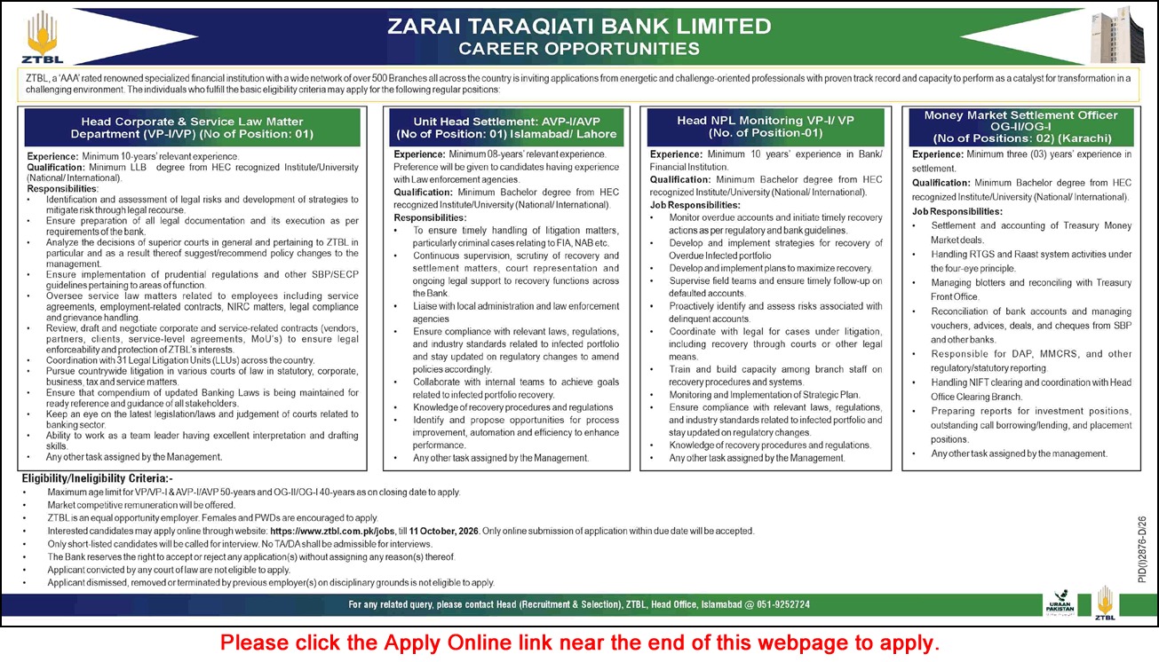 ZTBL Jobs 2026 Apply Online – Eligibility and How to Apply 1 ztbl